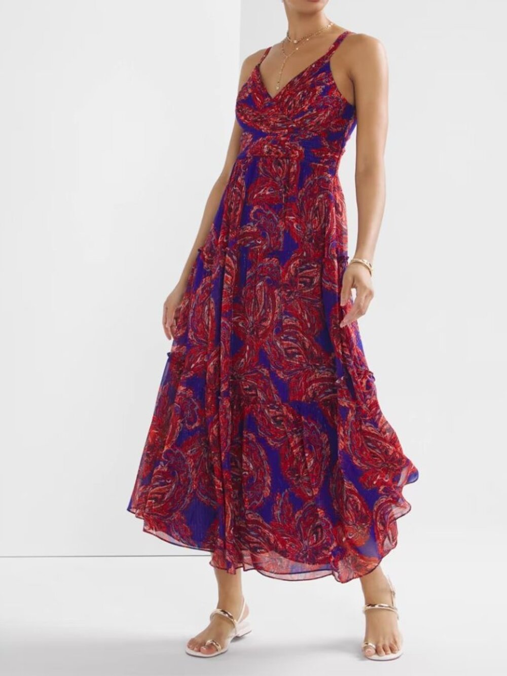 White House Black Market Paisley Midi Dress Size 2P NWT